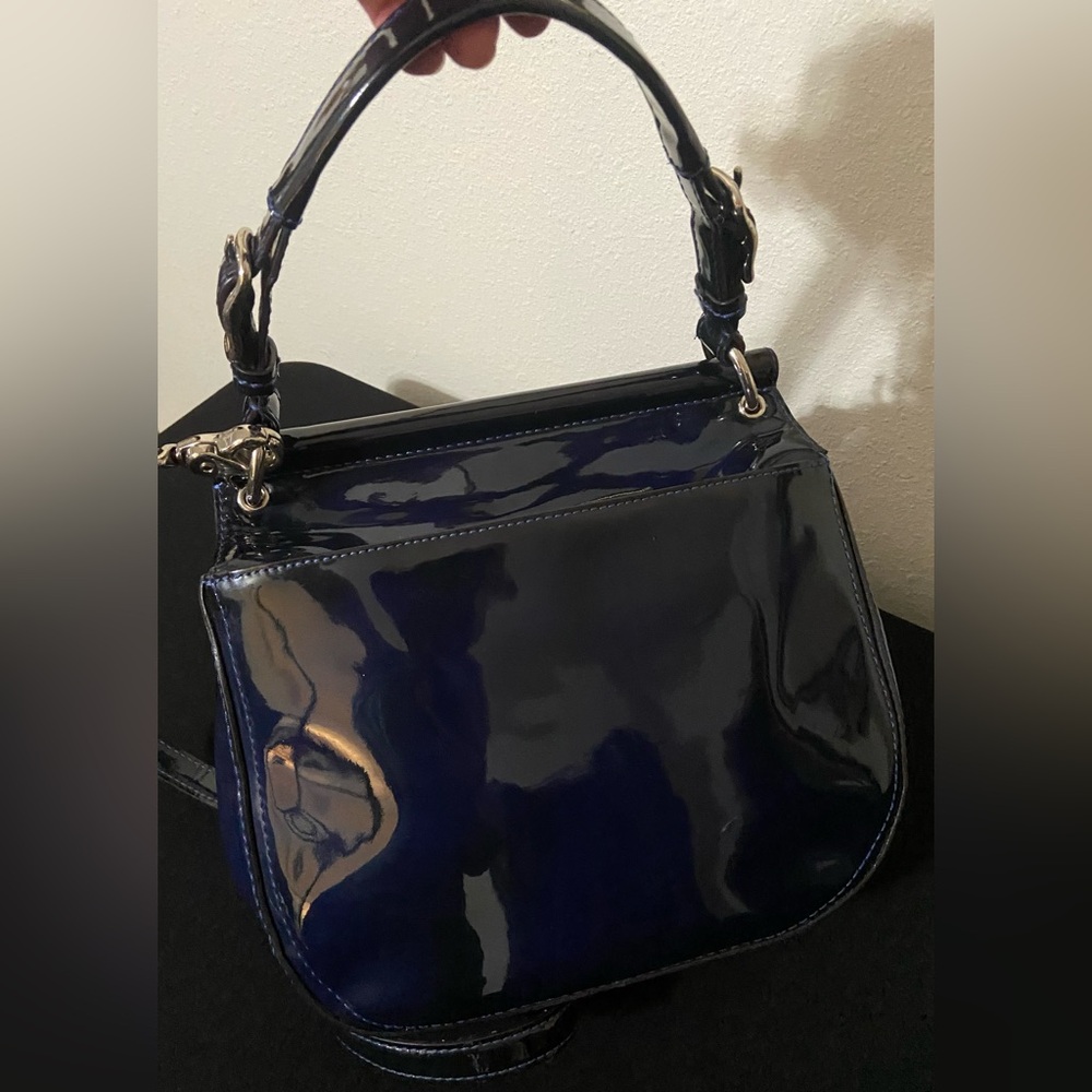 COACH Willis ~ Cobalt Blue ~ Patent Leather Silver HW ~ Crossbody ~ Handbag 💙🩶 - Picture 6 of 16